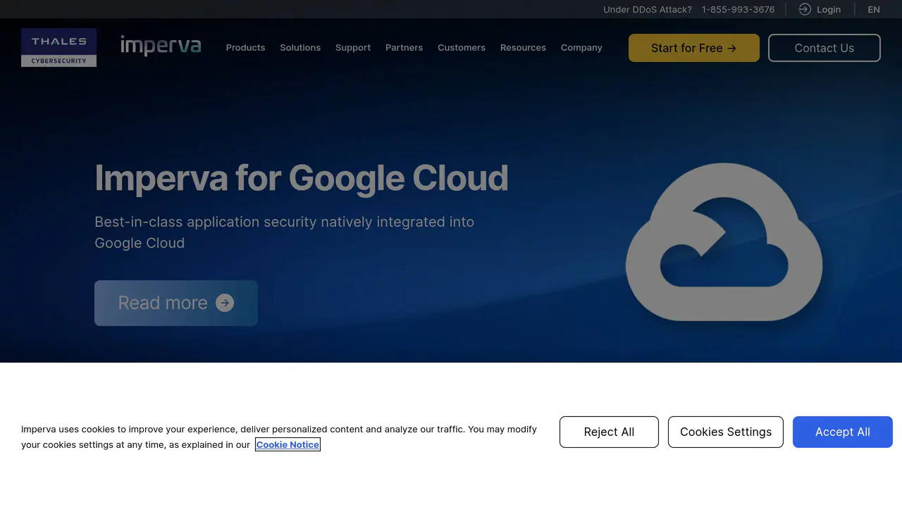 Homepage preview of Imperva, captured Jul 23, 2026