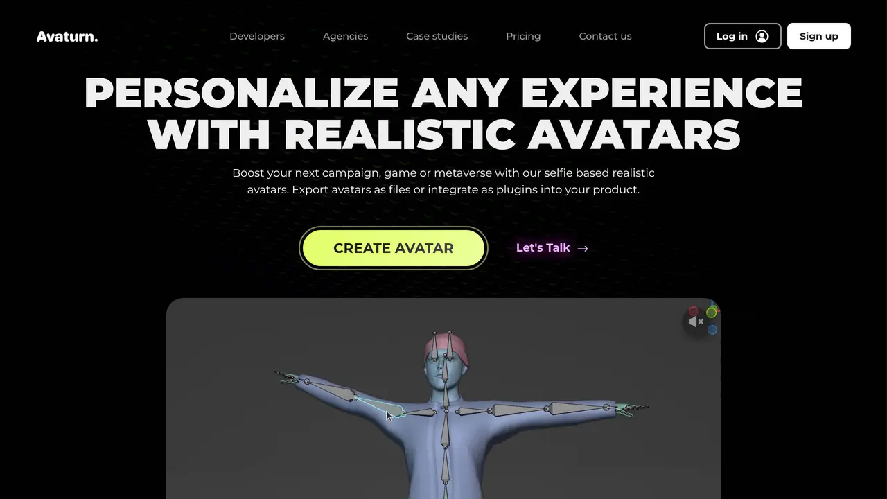 Homepage preview of Avaturn, captured Jul 30, 2026