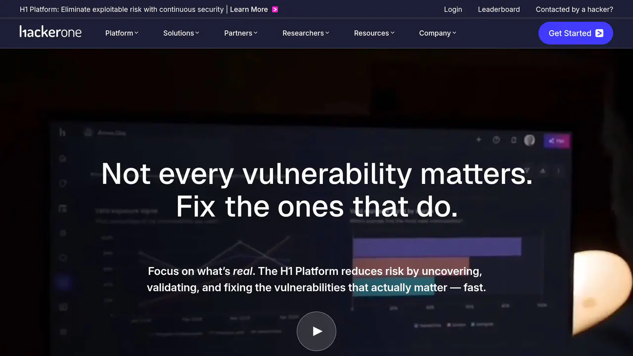 Homepage preview of HackerOne, captured Jul 23, 2026