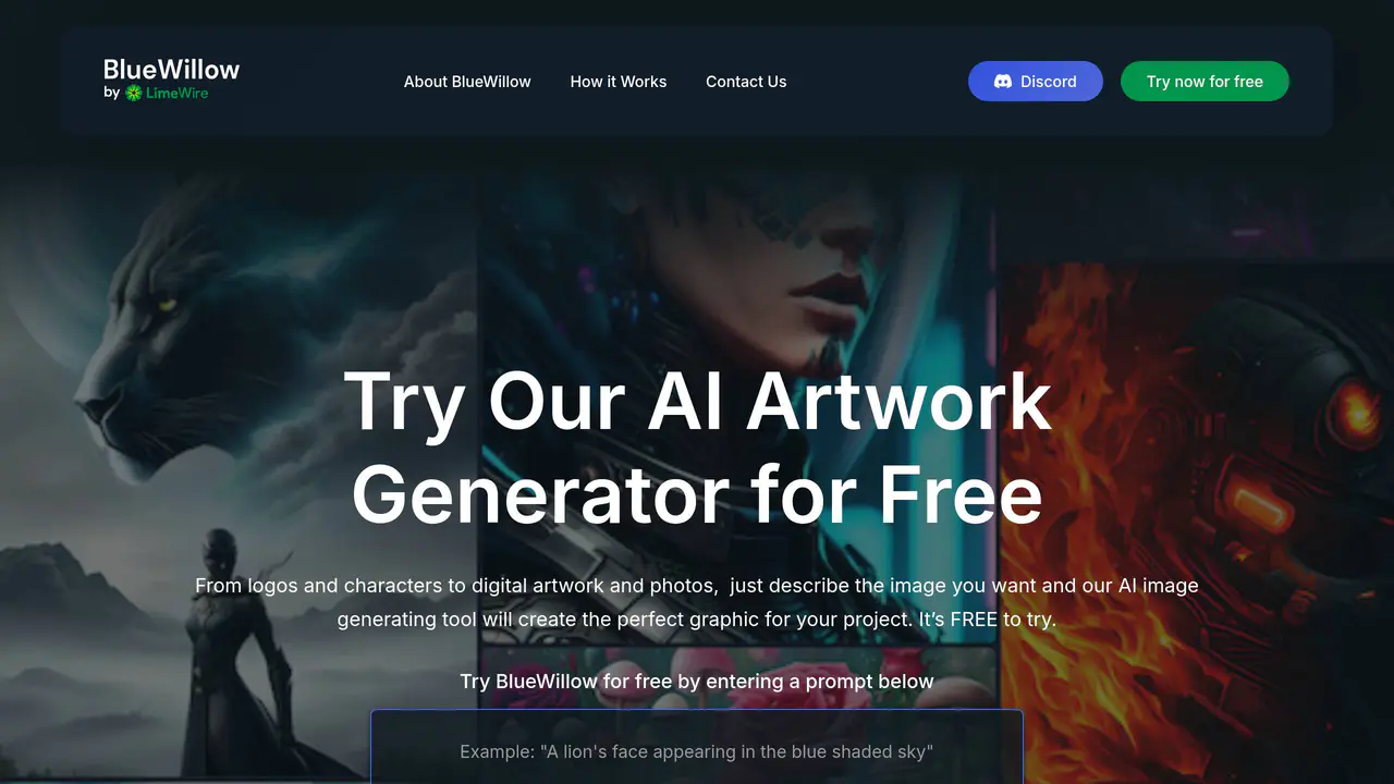 Homepage preview of BlueWillow, captured Jul 23, 2026