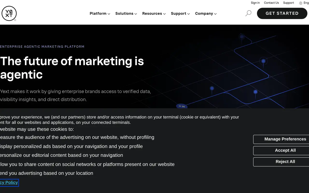 Homepage preview of Yext, captured Jul 22, 2026