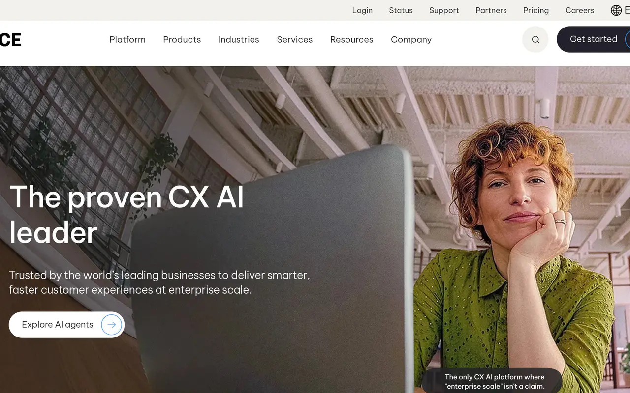 Homepage preview of NICE CXone, captured Jul 21, 2026