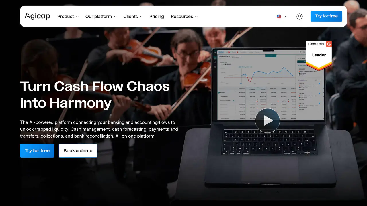 Homepage preview of Agicap, captured Aug 31, 2026