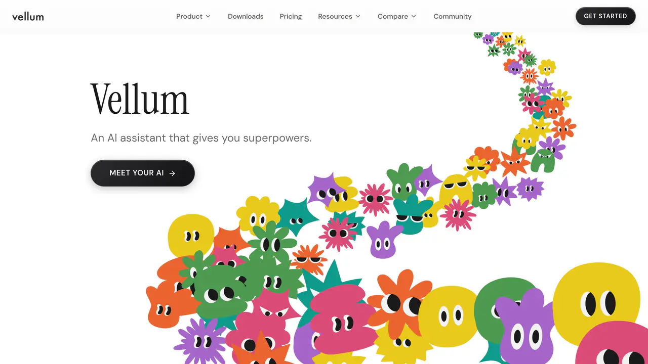 Homepage preview of Vellum, captured Aug 24, 2026