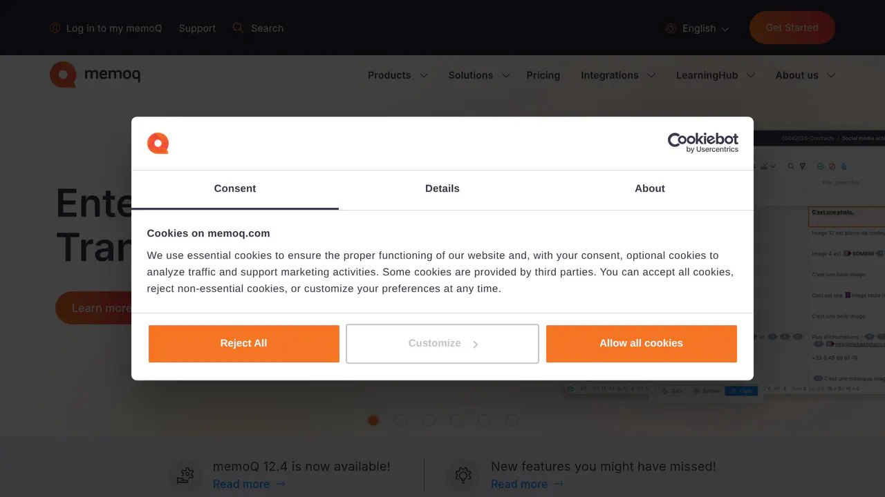 Homepage preview of MemoQ, captured Jul 24, 2026