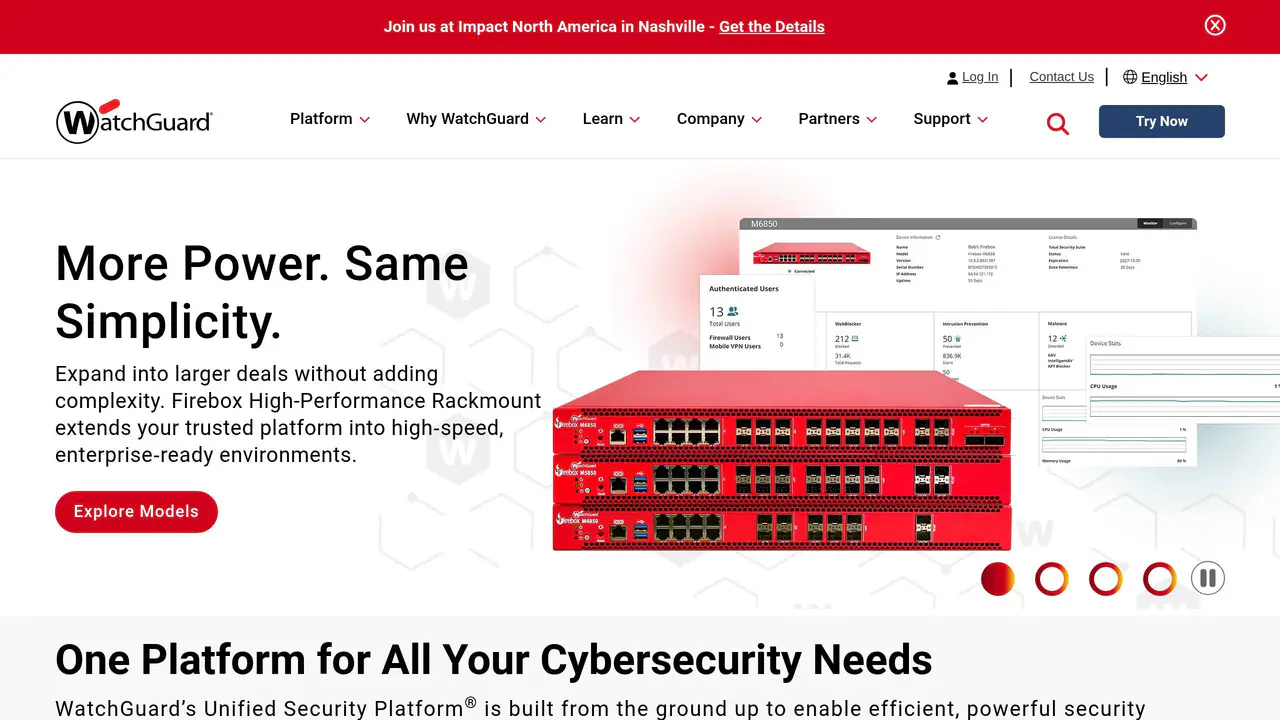 Homepage preview of WatchGuard Mobile VPN, captured Aug 27, 2026
