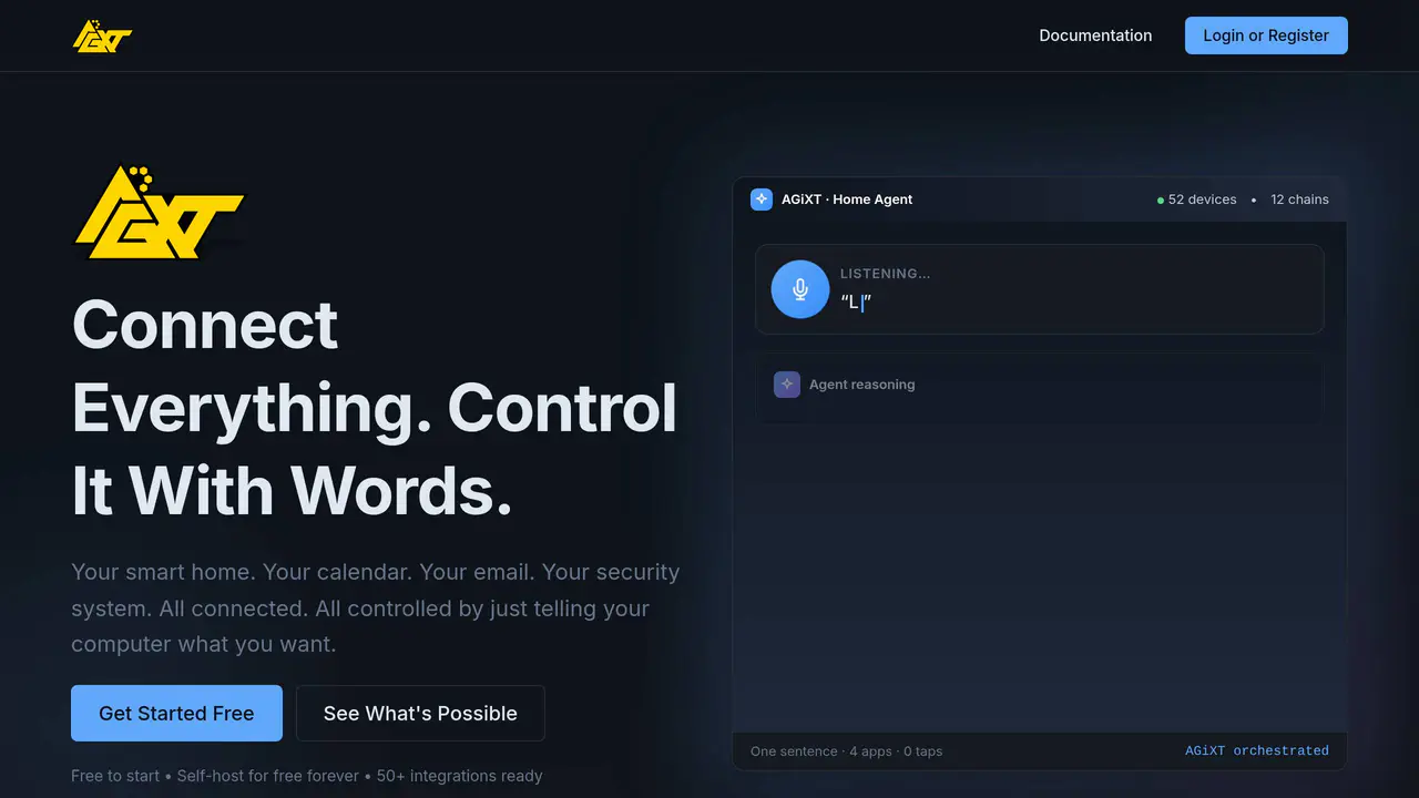 Homepage preview of AGiXT, captured Aug 18, 2026