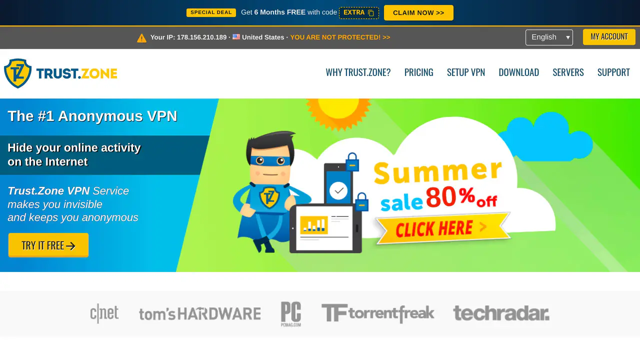 Homepage preview of Trust.Zone VPN, captured Sep 1, 2026