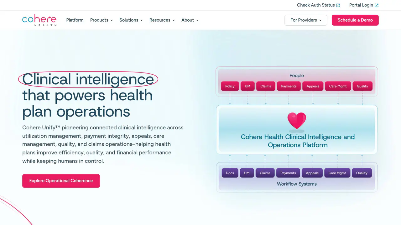 Homepage preview of Cohere Health, captured Jul 24, 2026
