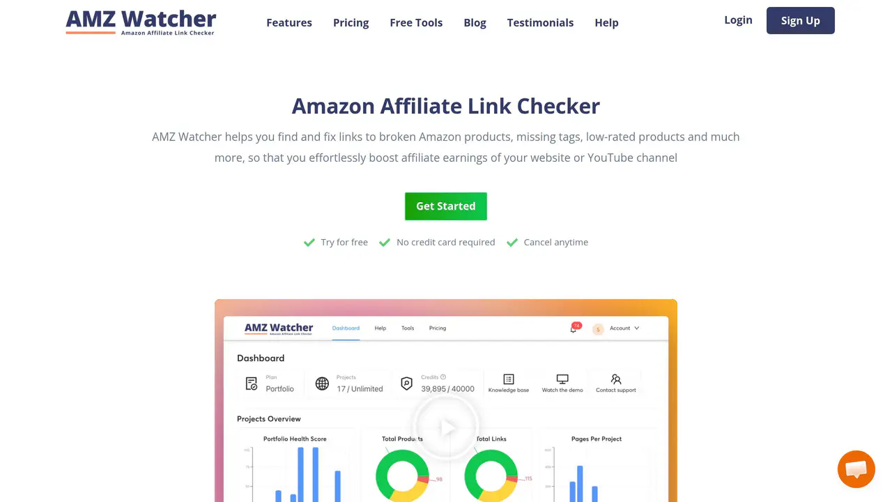 Homepage preview of AmzWatcher, captured Aug 5, 2026