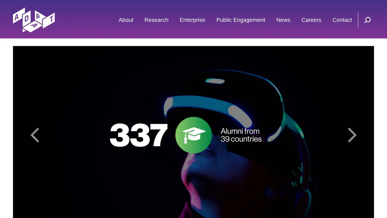 Homepage preview of ADAPT Centre, captured Aug 29, 2026