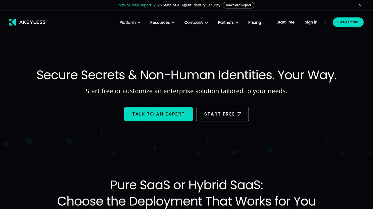 Pricing-page preview of Akeyless, captured Jul 23, 2026