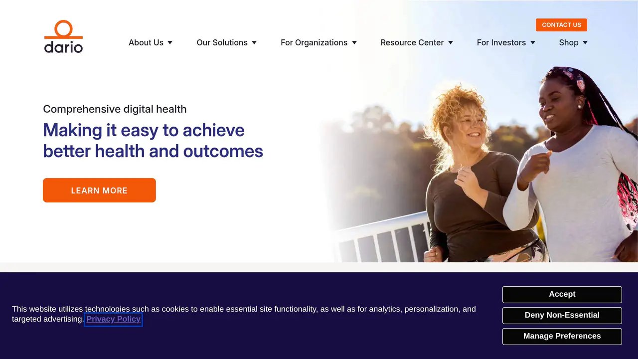 Homepage preview of DarioHealth, captured Jul 24, 2026