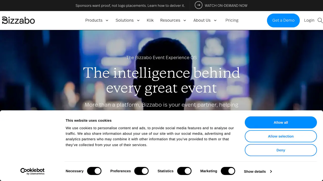 Homepage preview of Bizzabo, captured Jul 30, 2026