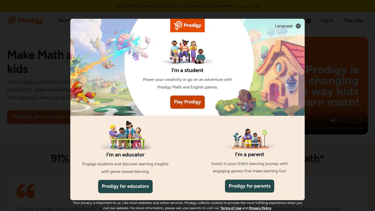 Homepage preview of Prodigy, captured Jul 24, 2026