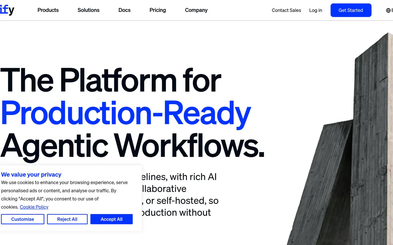 Homepage preview of Dify, captured Jul 21, 2026