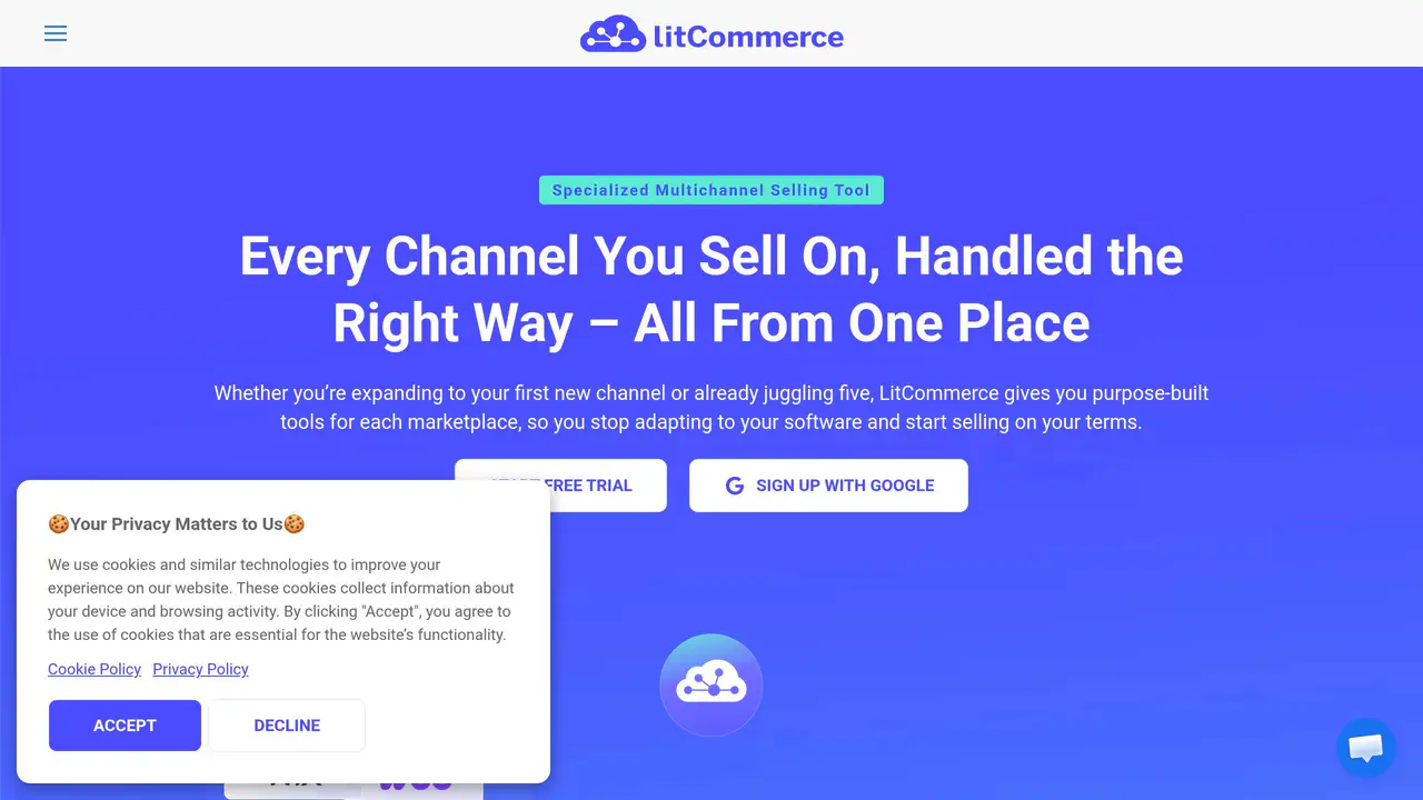 Homepage preview of LitCommerce, captured Jul 31, 2026