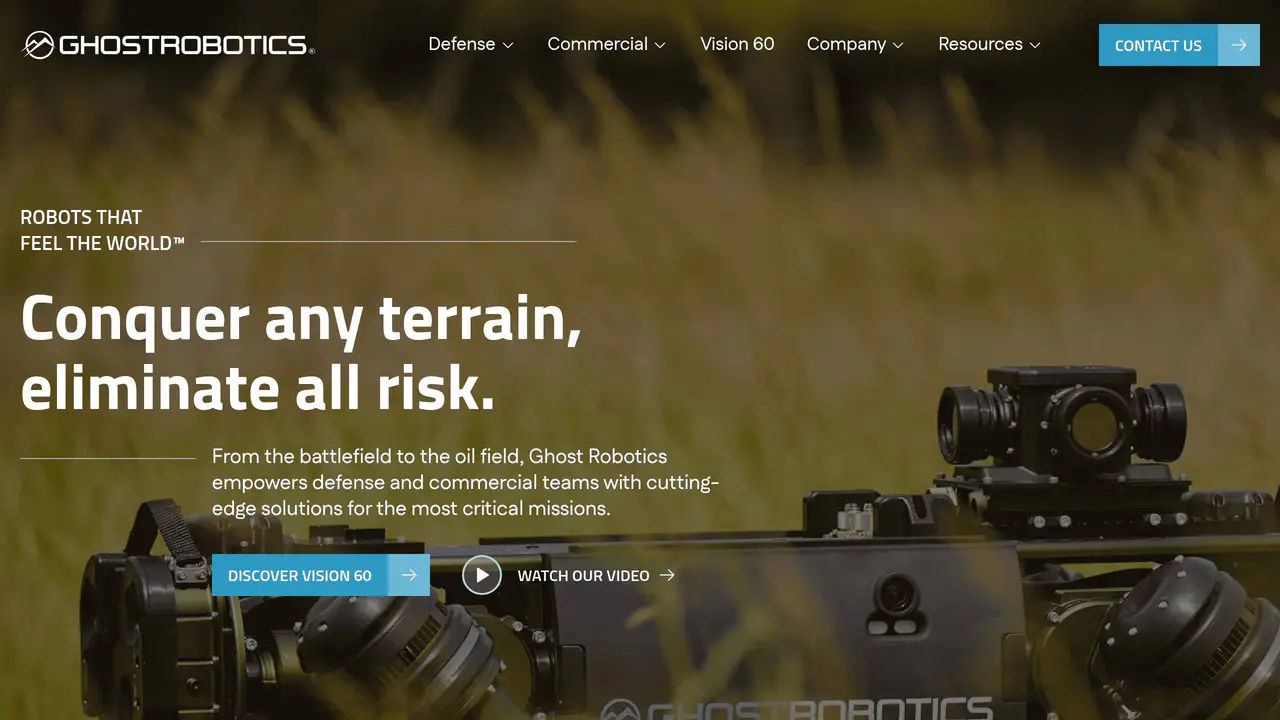 Homepage preview of Ghost Robotics, captured Jul 23, 2026
