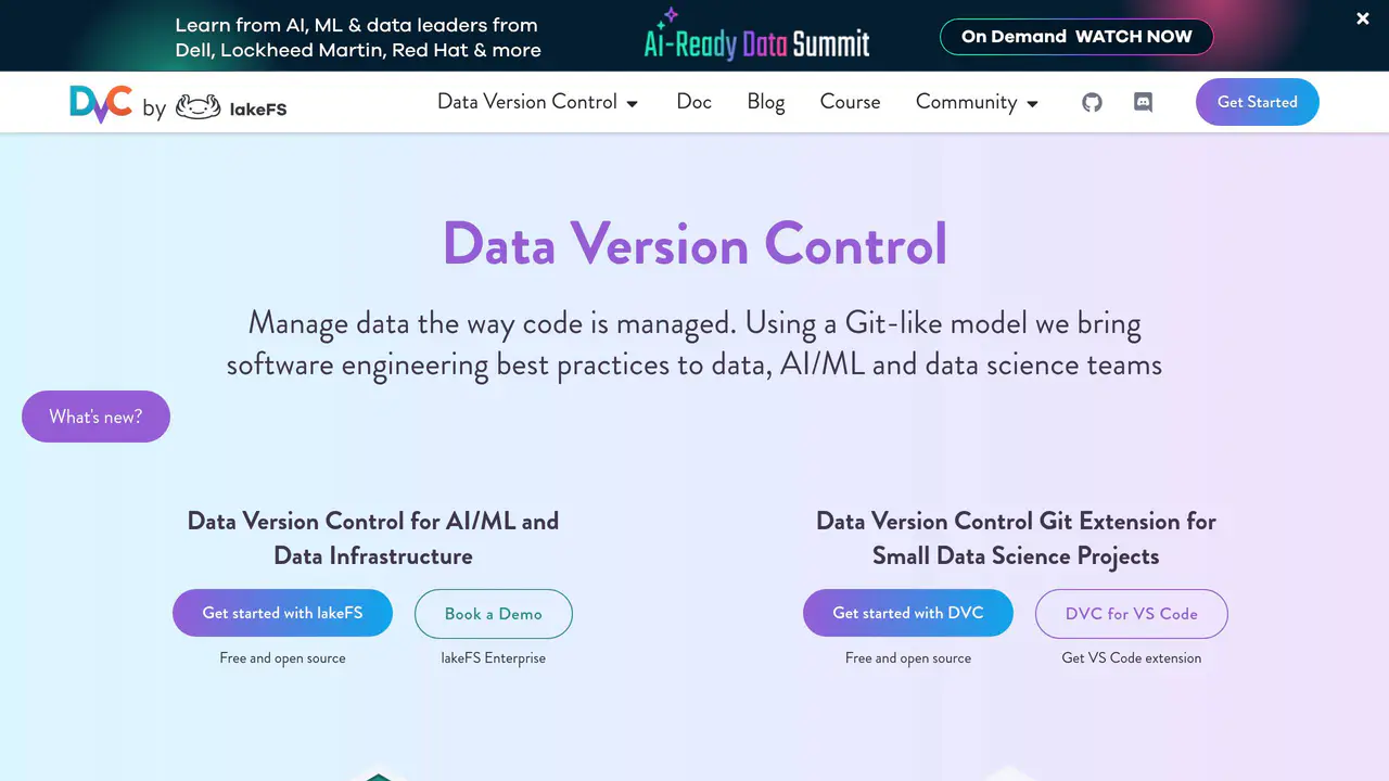 Homepage preview of DVC, captured Jul 31, 2026
