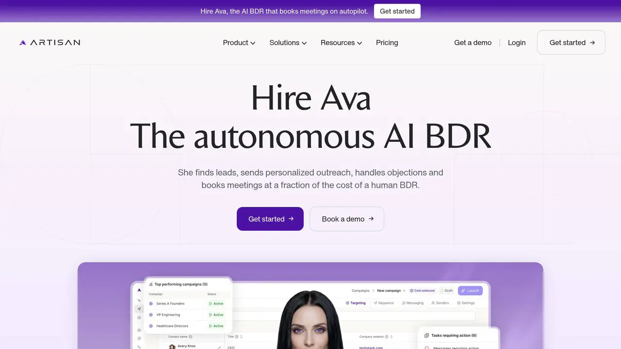 Homepage preview of Artisan, captured Jul 23, 2026