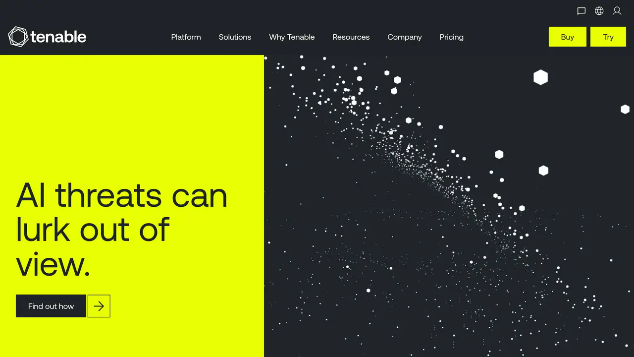 Homepage preview of Tenable AI, captured Aug 29, 2026