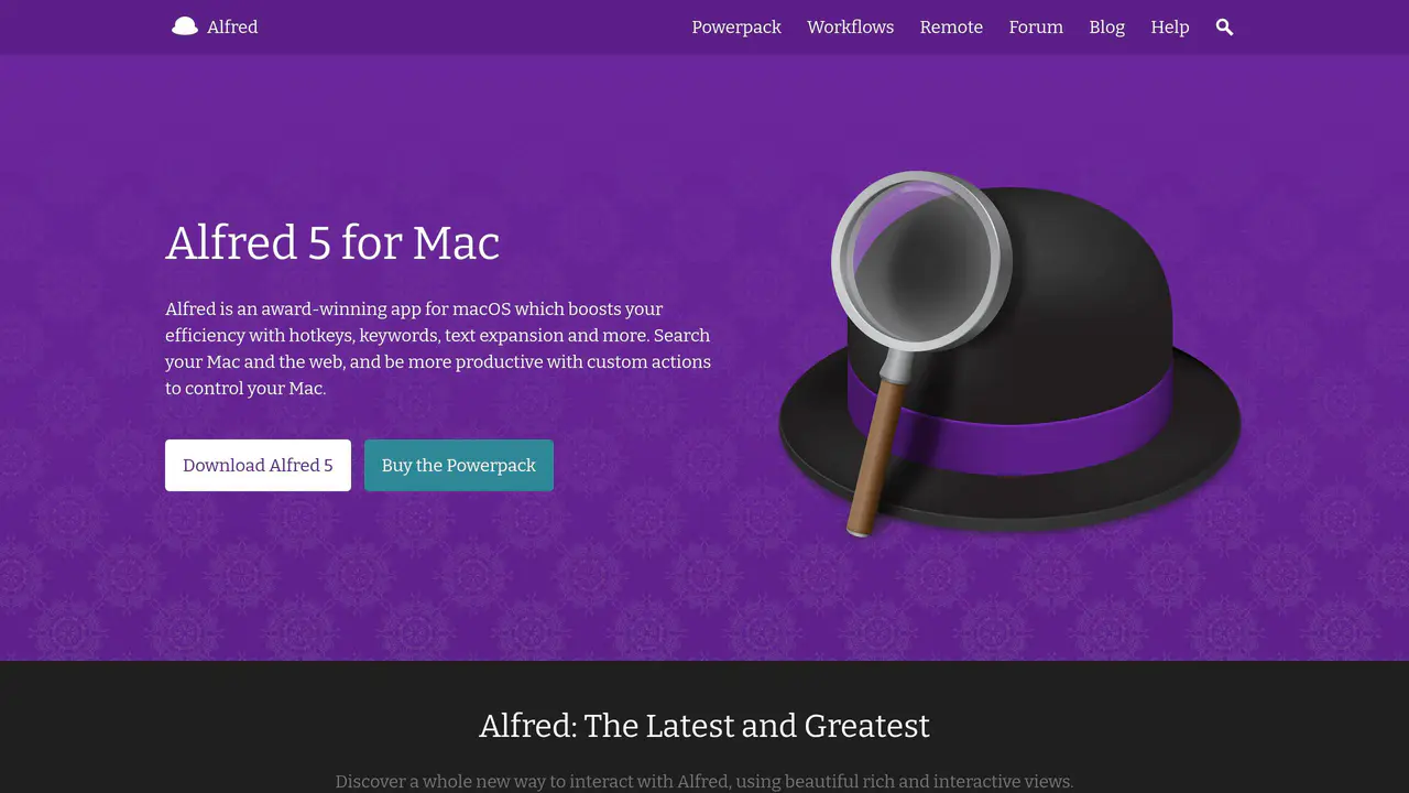 Homepage preview of Alfred, captured Aug 6, 2026