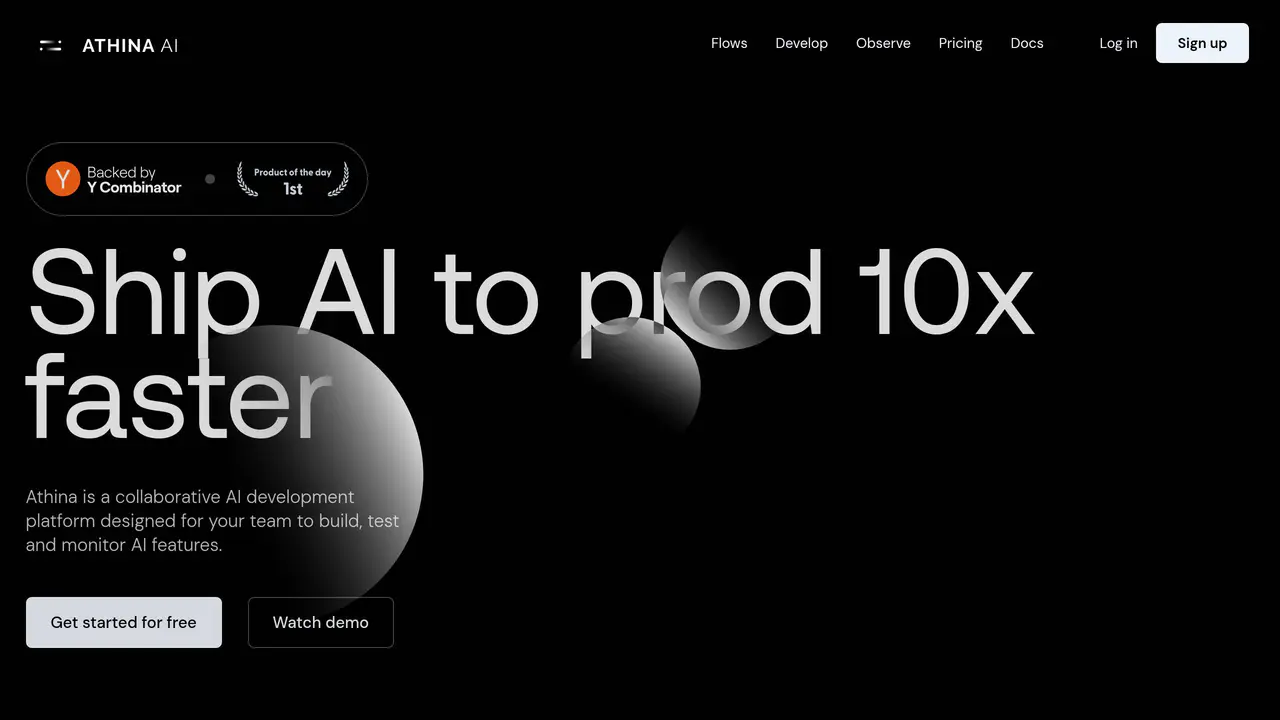 Homepage preview of Athina AI, captured Aug 1, 2026