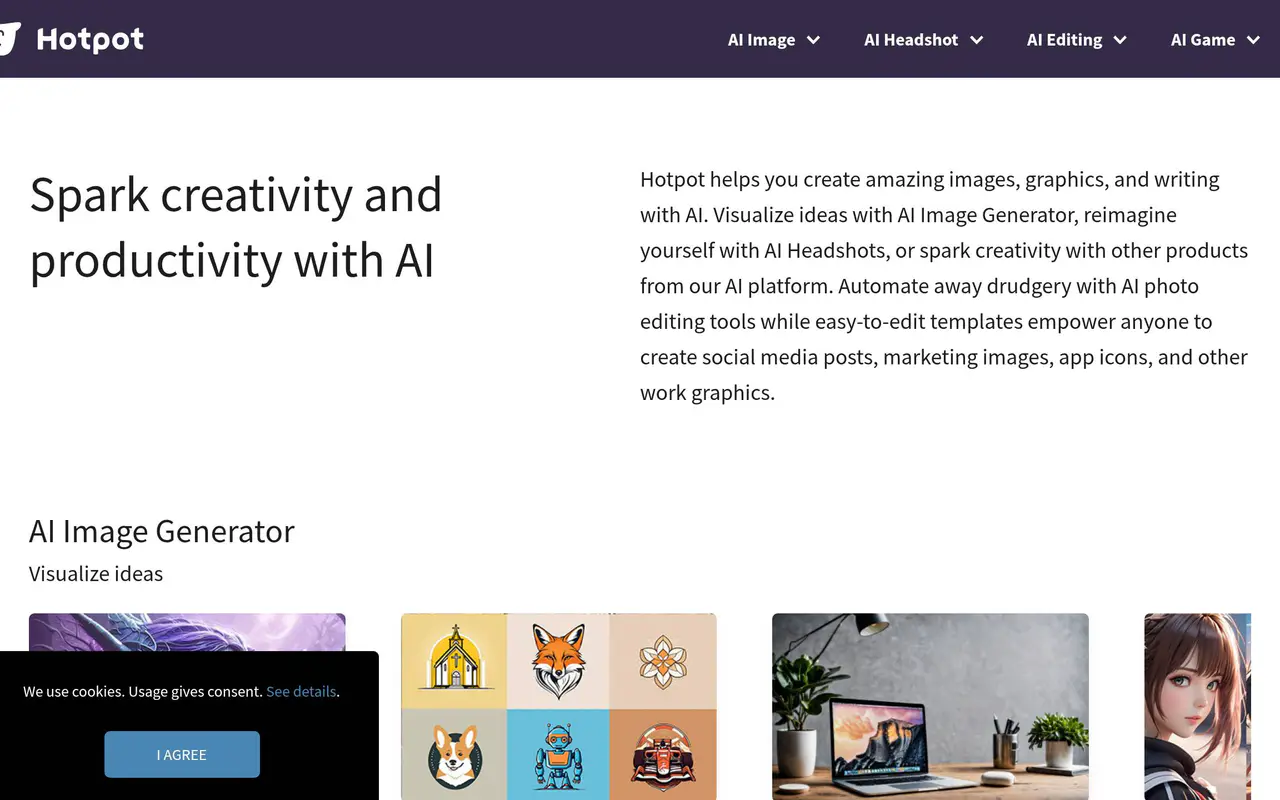 Homepage preview of Hotpot.ai, captured Jul 22, 2026