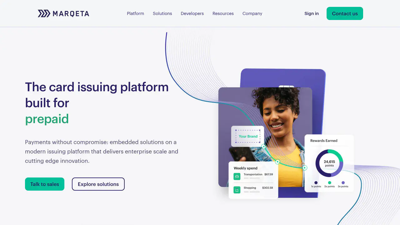 Homepage preview of Marqeta, captured Jul 26, 2026