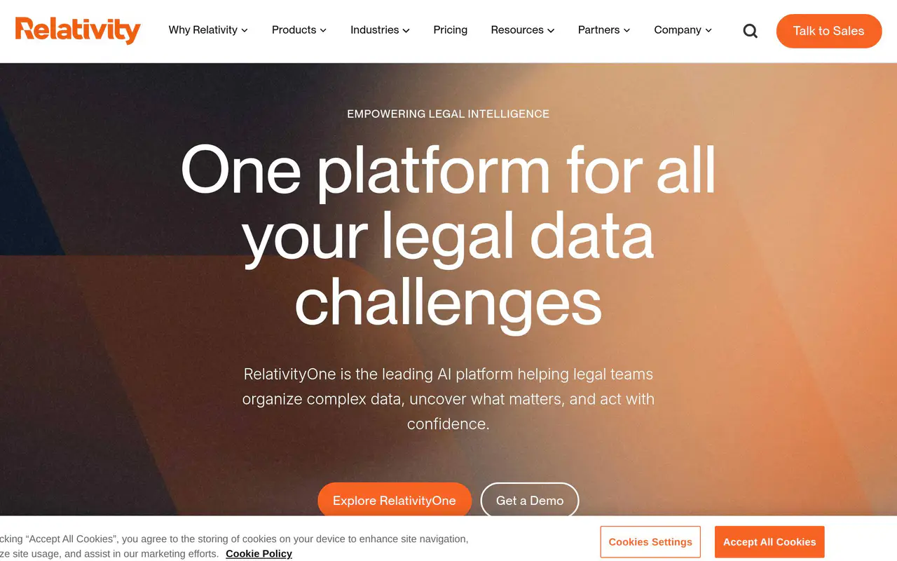 Homepage preview of Relativity, captured Jul 22, 2026