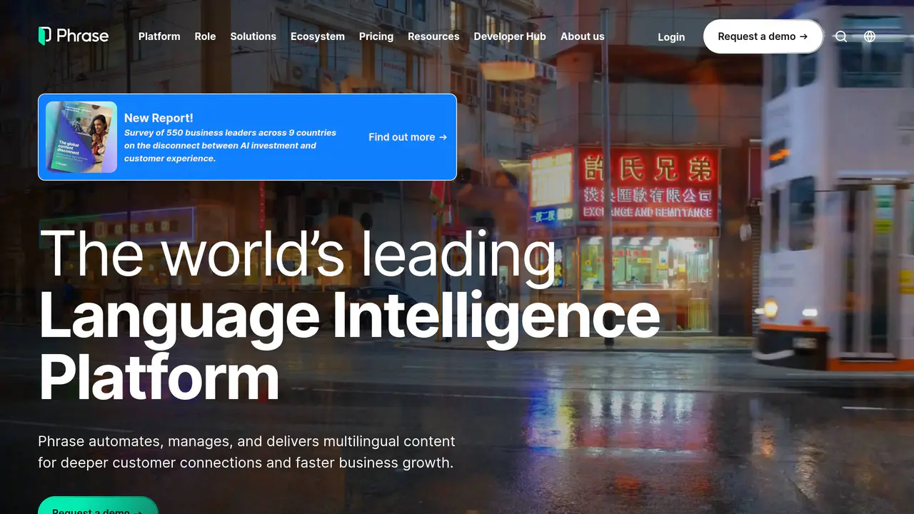 Homepage preview of Phrase, captured Aug 29, 2026