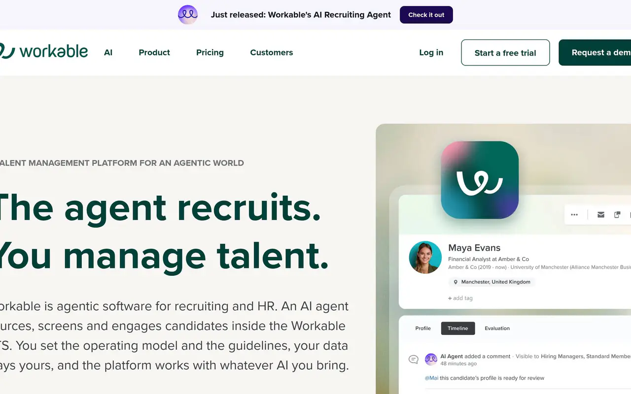 Homepage preview of Workable, captured Jul 23, 2026