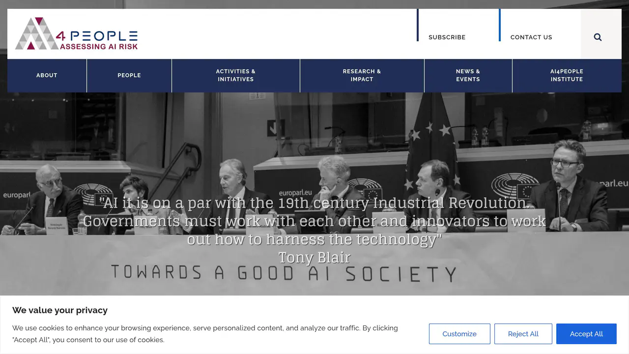 Homepage preview of AI4People, captured Sep 11, 2026