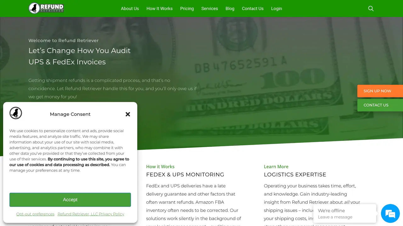 Homepage preview of Refund Retriever, captured Jul 28, 2026