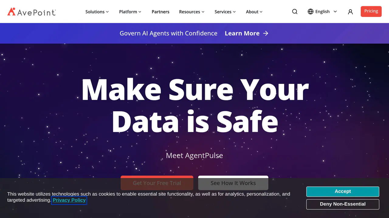 Homepage preview of AvePoint, captured Jul 27, 2026