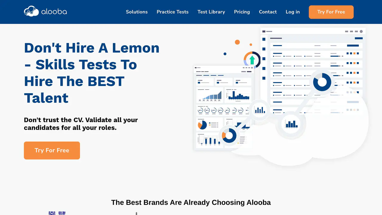 Homepage preview of Alooba, captured Jul 30, 2026