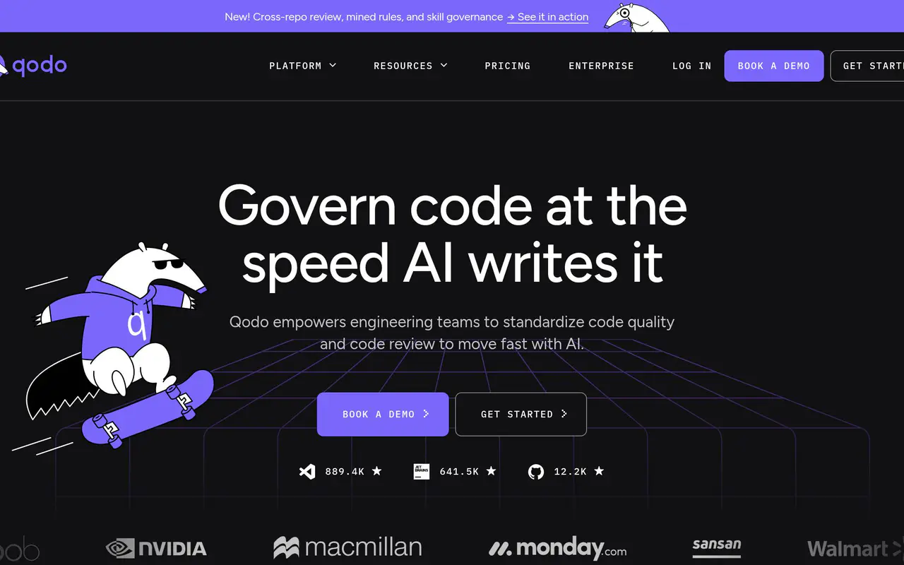 Homepage preview of Qodo, captured Jul 21, 2026