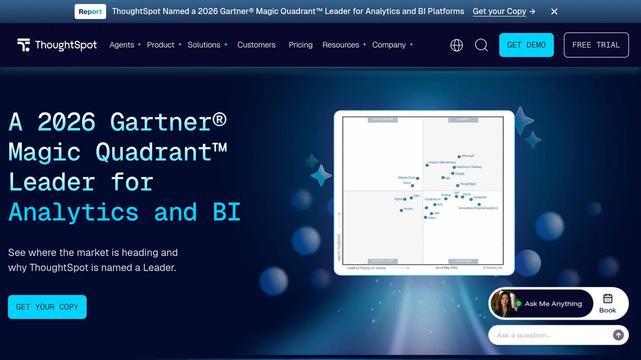 Homepage preview of ThoughtSpot, captured Jul 23, 2026