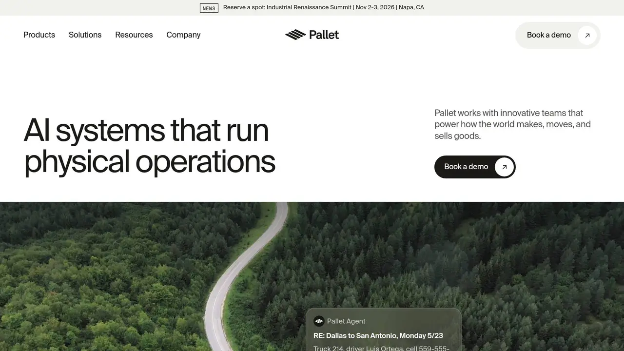 Homepage preview of Pallet, captured Sep 29, 2026