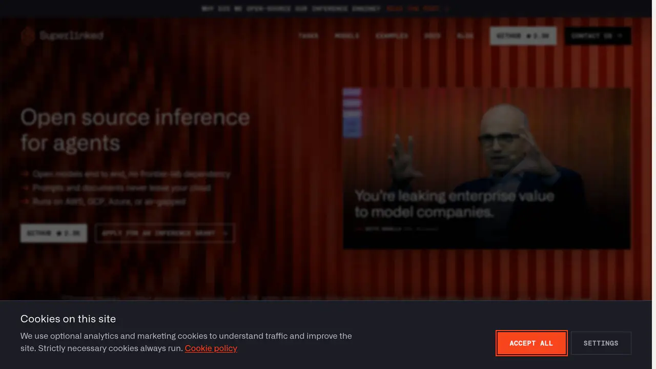 Homepage preview of Superlinked, captured Aug 1, 2026