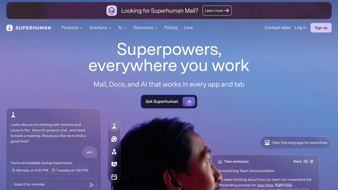 Homepage preview of Superhuman, captured Jul 23, 2026