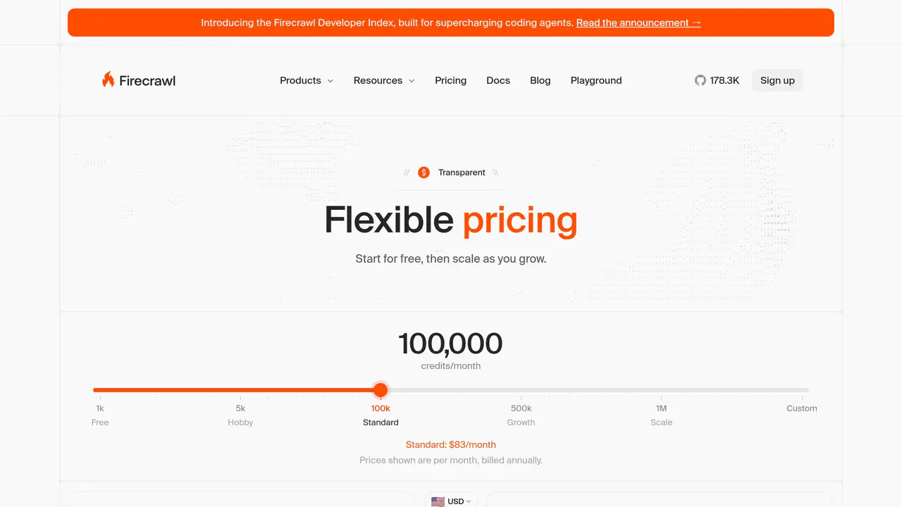 Pricing-page preview of Firecrawl, captured Sep 9, 2026