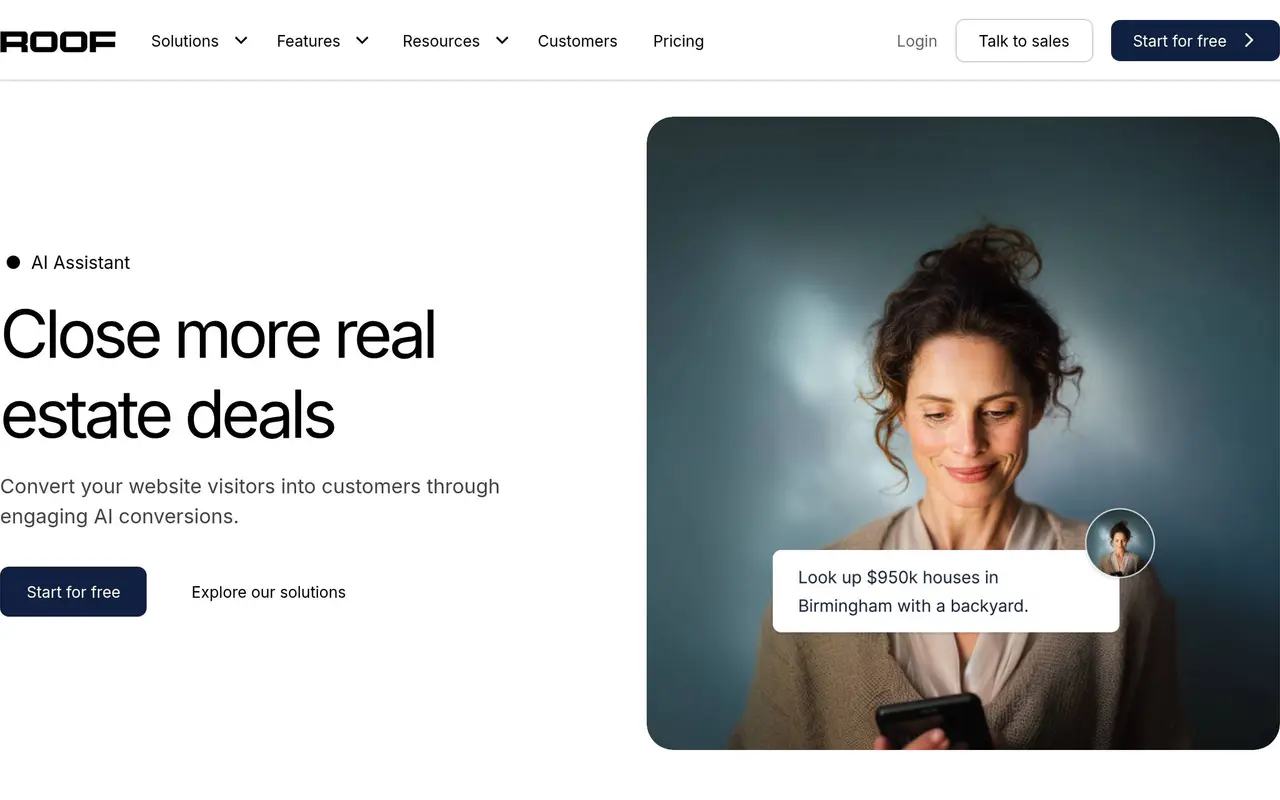 Homepage preview of Roof AI, captured Jul 22, 2026