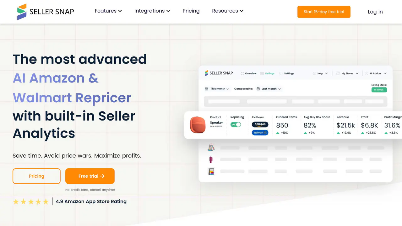 Homepage preview of Seller Snap, captured Jul 23, 2026