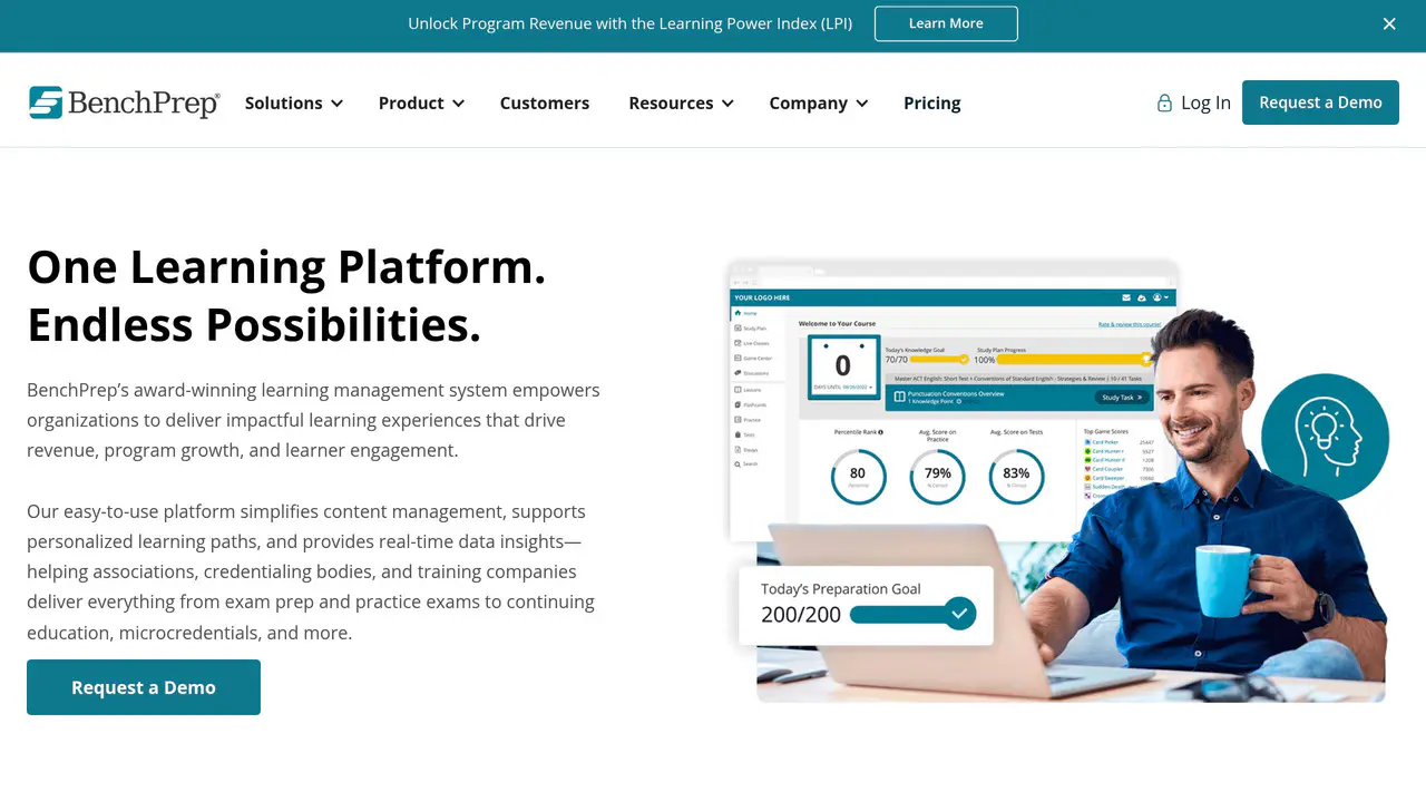 Homepage preview of BenchPrep, captured Jul 29, 2026