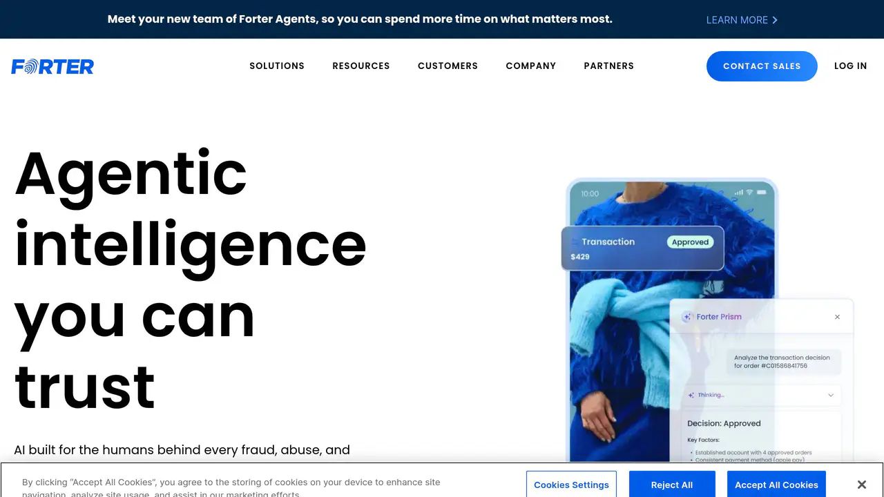 Homepage preview of Forter, captured Aug 8, 2026