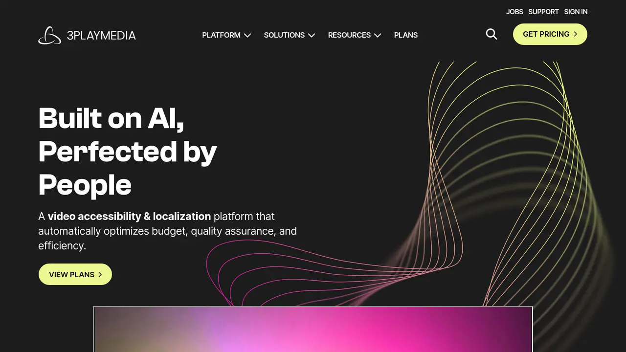 Homepage preview of 3Play Media, captured Jul 31, 2026