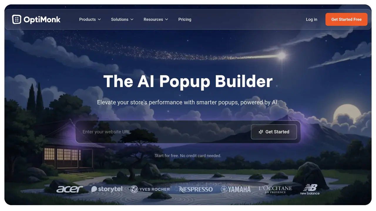Homepage preview of OptiMonk, captured Jul 26, 2026