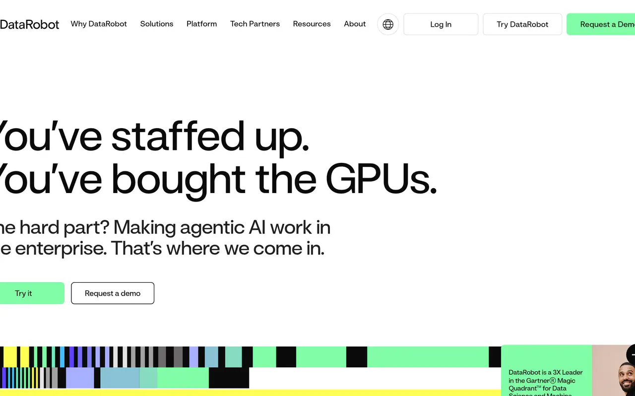 Homepage preview of DataRobot, captured Jul 22, 2026