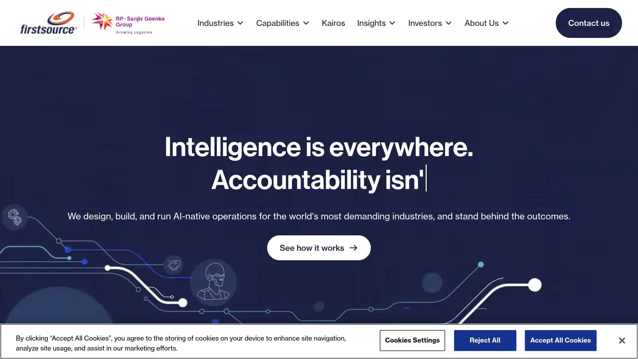 Homepage preview of Firstsource, captured Jul 23, 2026